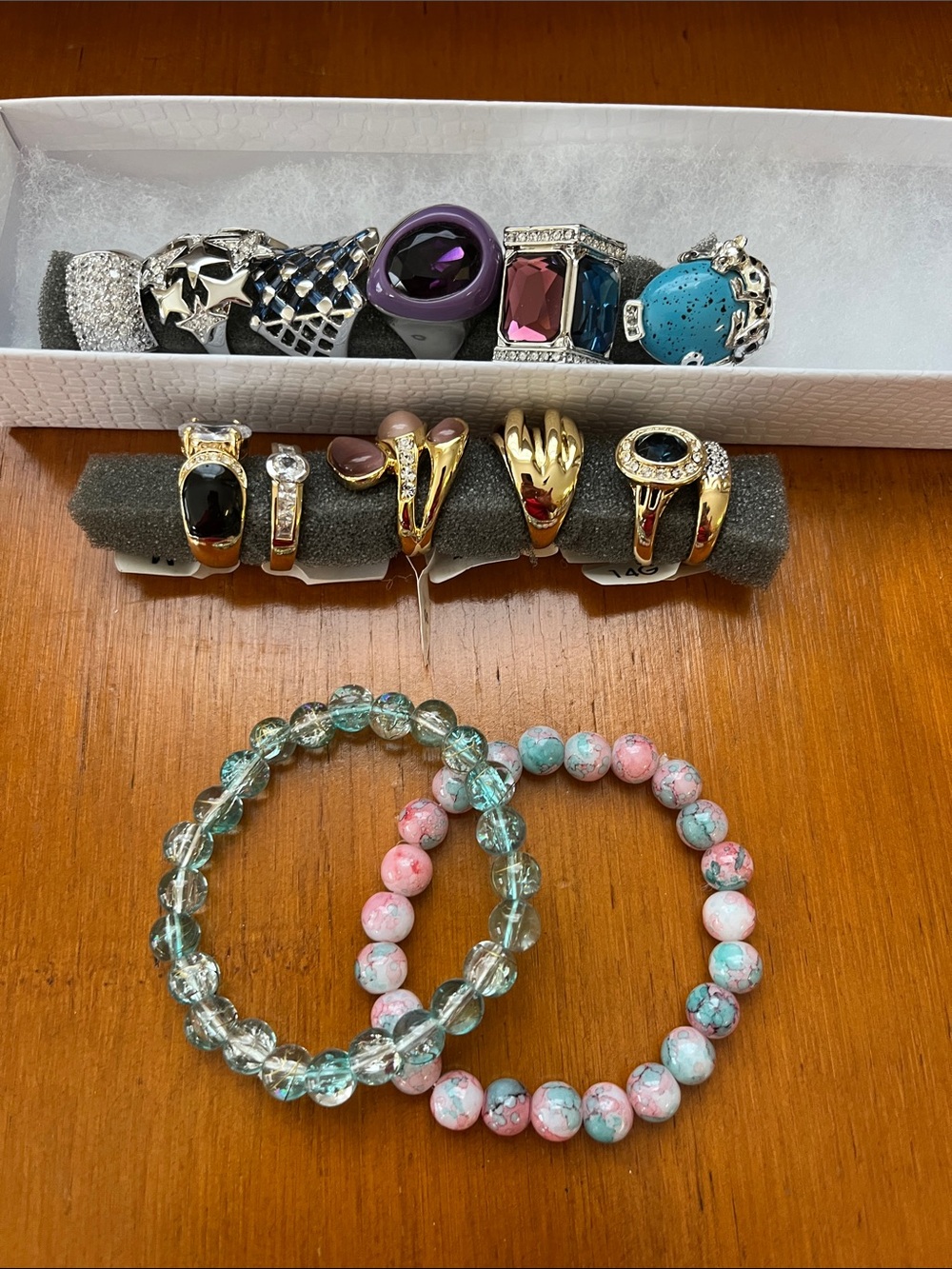 Fashion rings and beaded bracelets